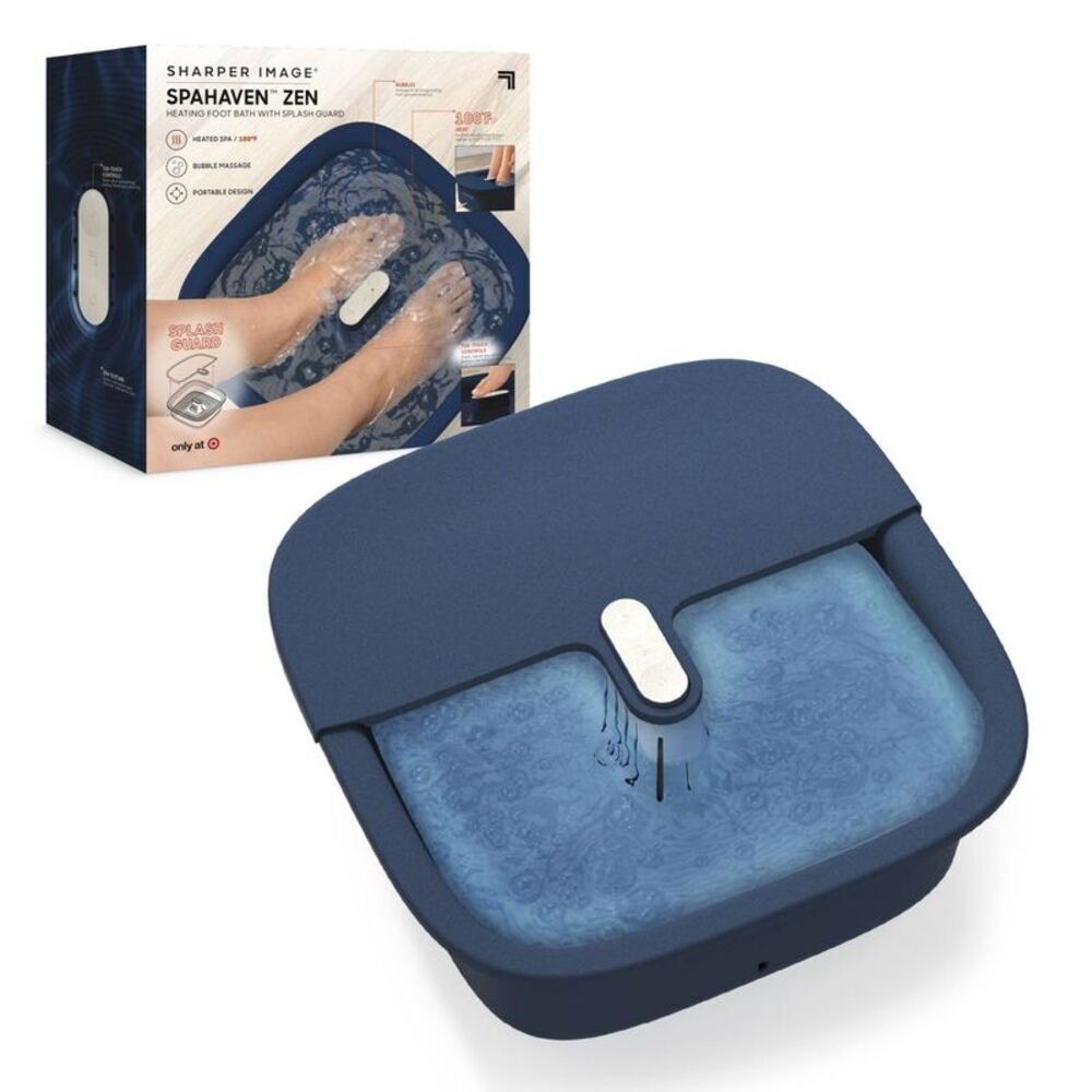 Sharper Image Massager Foot Bath Zen with Splash Guard - Navy